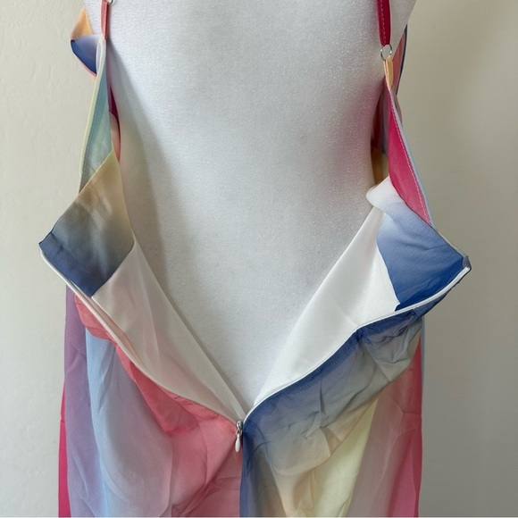 Cupshe NWT Colorful Rainbow Plunging Neckline Cross Back Maxi Dress Large - Picture 11 of 14